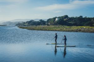 pareja realizando stand up paddle en el Humedal Taucú
