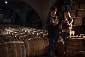 pareja de jovenes brindando con pisco chileno