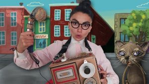 fotografía de la dra melina melinao junto a sus aparatos realizando la obra