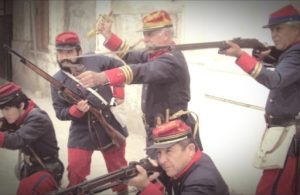 Afiche Actividades de cantineras y soldados en la Guerra del Pacífico