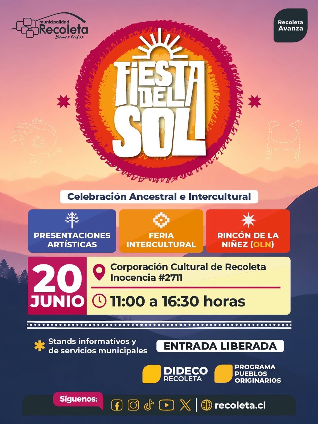 Afiche Fiesta del Sol en Recoleta.