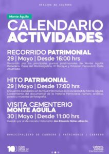 Calendario de actividades por el Día del Patrimonio 2026 en Monte Águila.