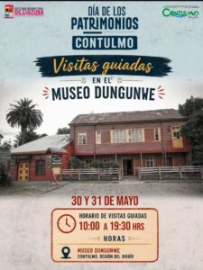 Afiche promocionando las visitas guiadas al Museo Dungunwe en Contulmo.