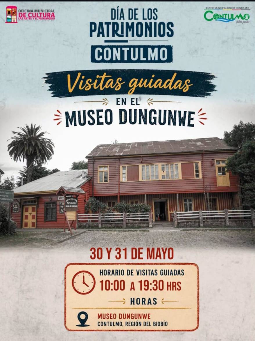 Afiche promocionando las visitas guiadas al Museo Dungunwe en Contulmo.