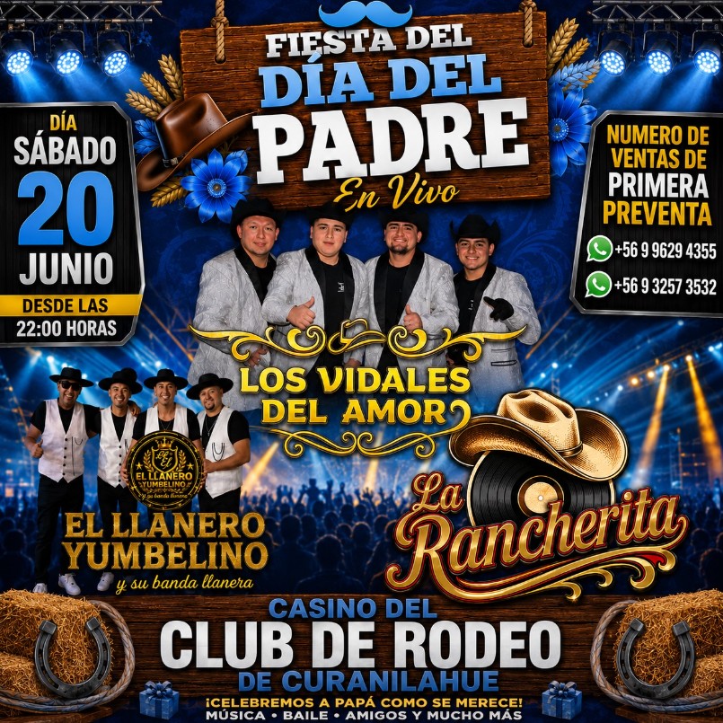 Afiche promocional del Día del Padre en Curanilahue.