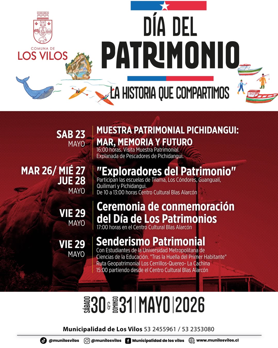 Afiche promocionando el Día del Patrimonio 2026 en Los Vilos.