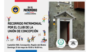Afiche promocional del recorrido al Club la Unión de Concepción por el Día del Patrimonio 2026.