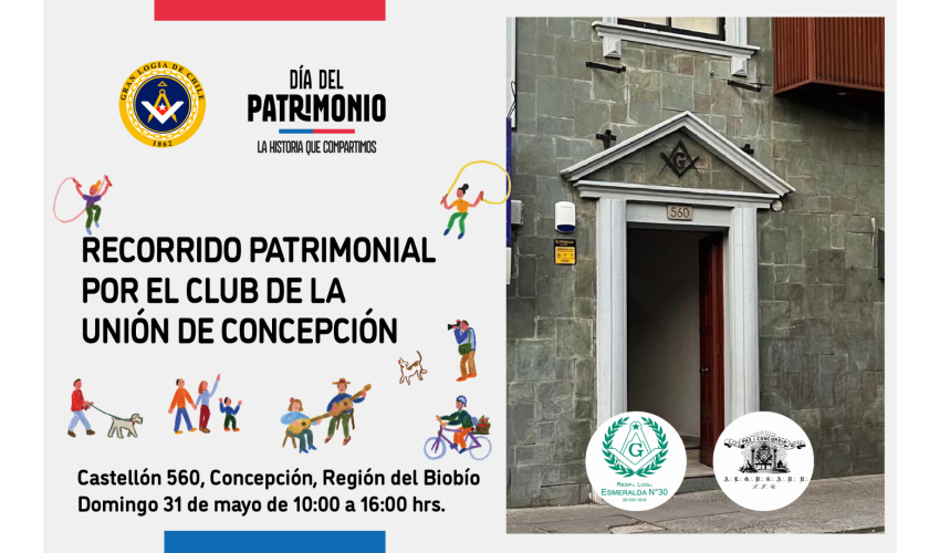 Afiche promocional del recorrido al Club la Unión de Concepción por el Día del Patrimonio 2026.