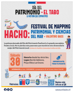 Afiche promocional Festival de Mapping Patrimonial y Ciencias del Mar.