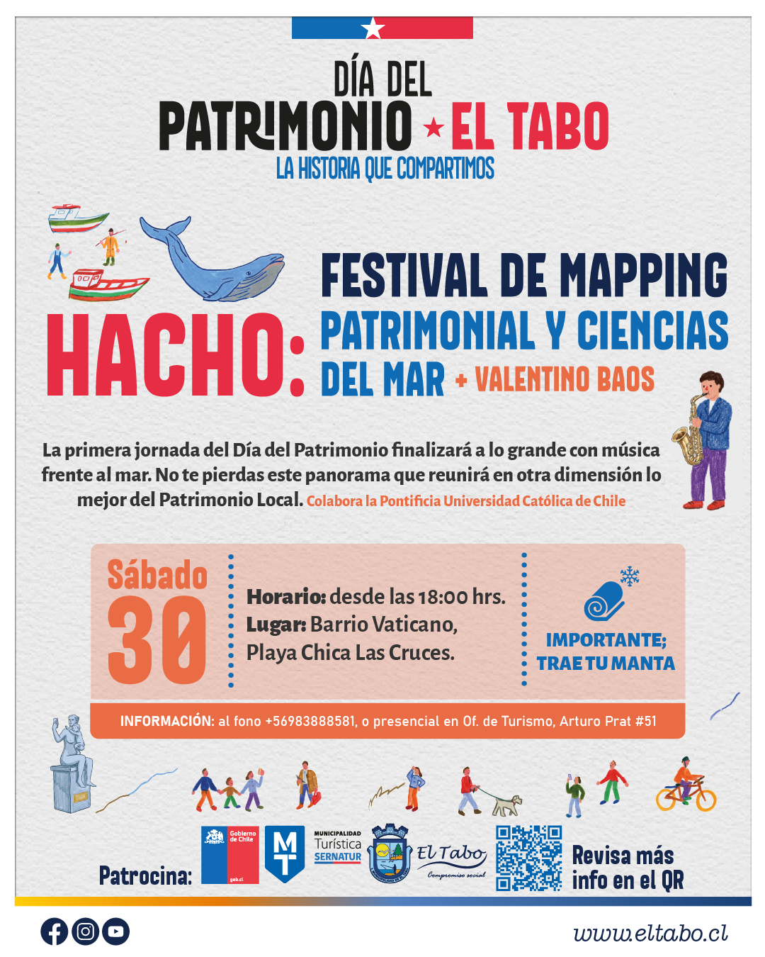 Afiche promocional Festival de Mapping Patrimonial y Ciencias del Mar.