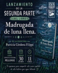 Afiche promocionando el lanzamiento de la segunda edición del lubro Madrugada de luna llena.