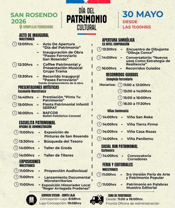 Afiche promocionando el Día del Patrimonio en San Rosendo.