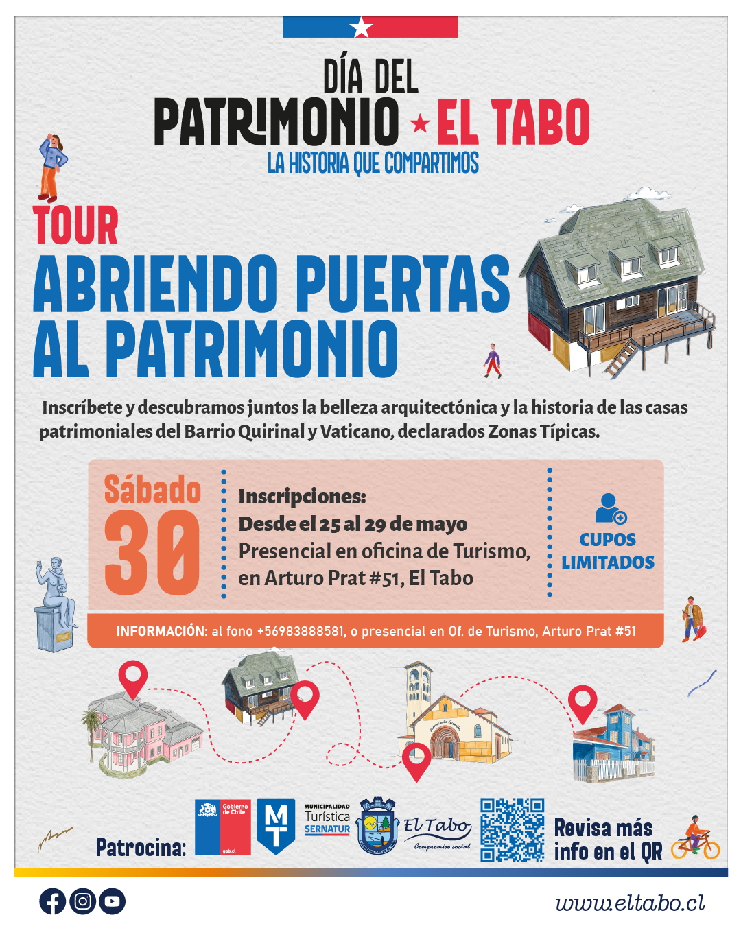 Afiche promocional del tour guiado por El Tabo que se realizará por el Día del Patrimonio.