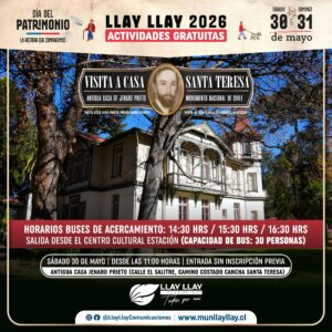 Afiche promocional de la visita a la Casa del Jenaro Prieto en Llay-Llay.