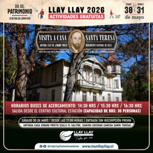 Afiche promocional de la visita a la Casa de Jenaro Prieto en Llay -lay.