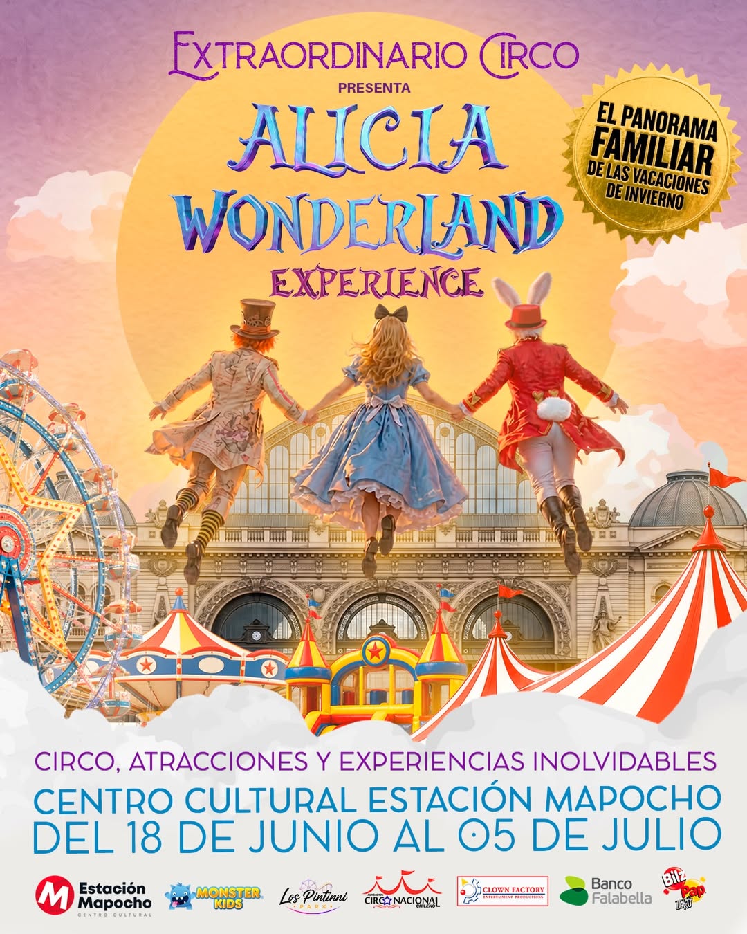 Afiche promocional Extraordinario Circo Alicia Wonderland Experience.