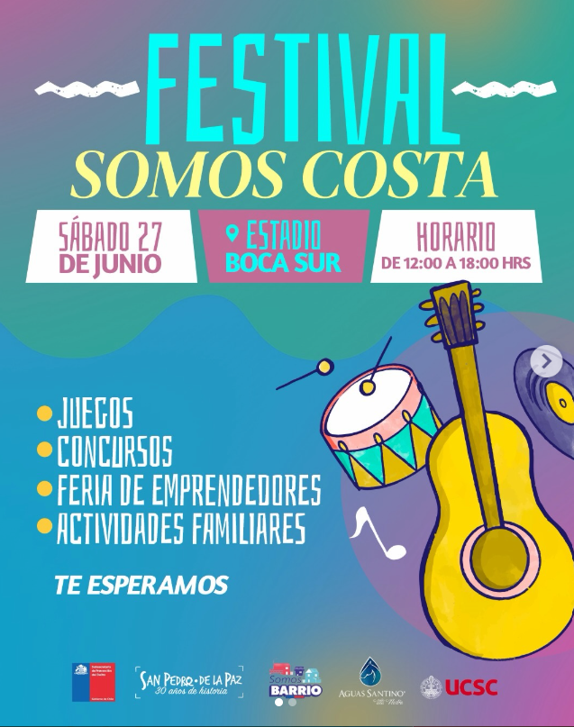 Afiche promocional del Festival Somos Costa de San Pedro de la Paz.