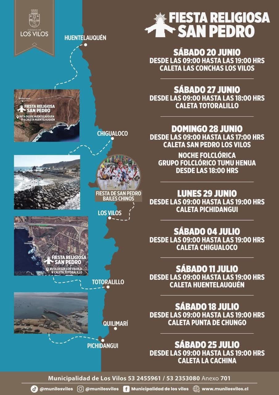 Afiche con las actividades de la fiesta de San Pedro en Los Vilos.