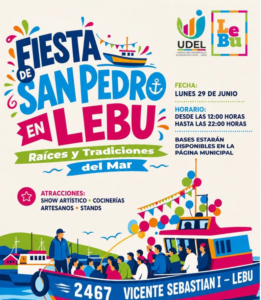 Afiche promocional de la Fiesta de San Pedro en Lebu.