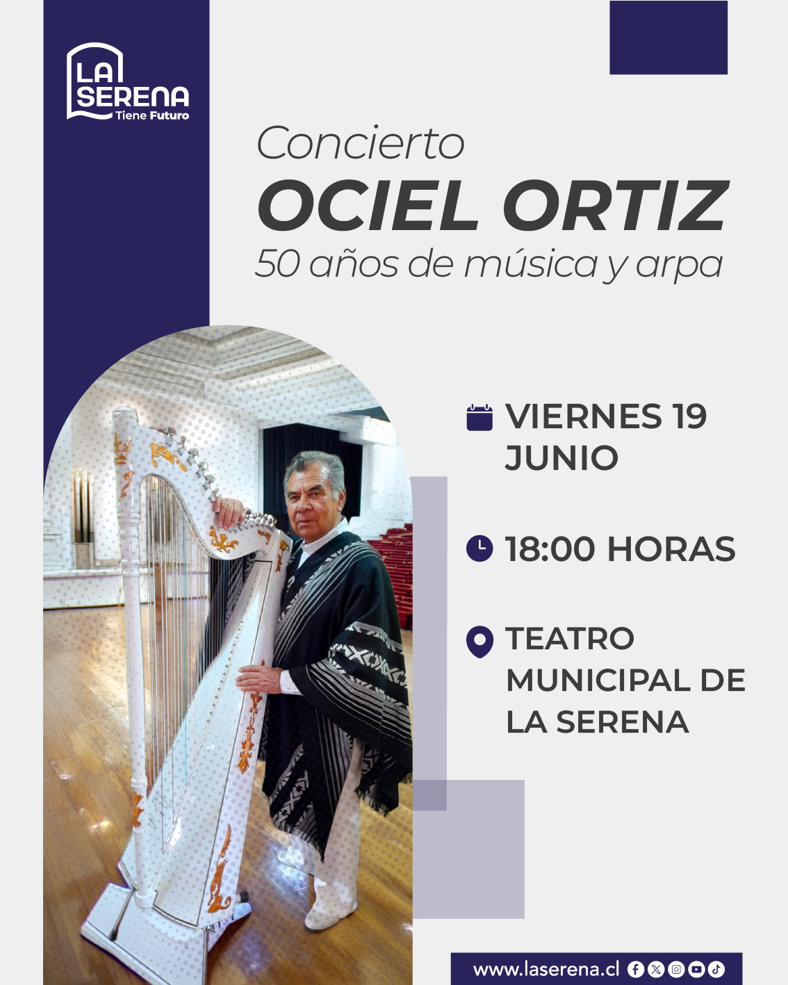 Afiche promocional del concierto de Ociel Ortiz en La Serena.