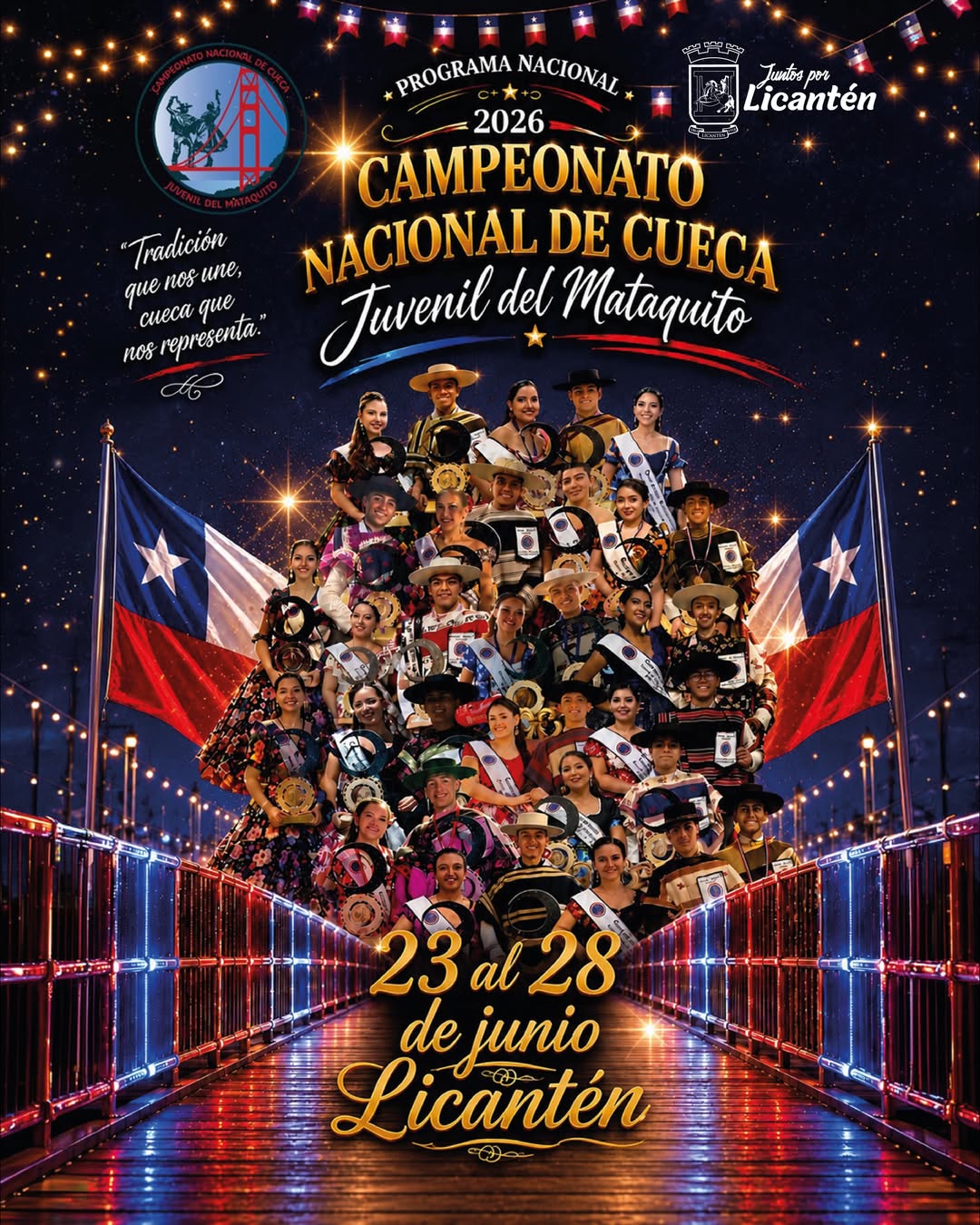Afice promocional del Campeonato Juvenil de Cueca Mataquito 2026 en Licantén.
