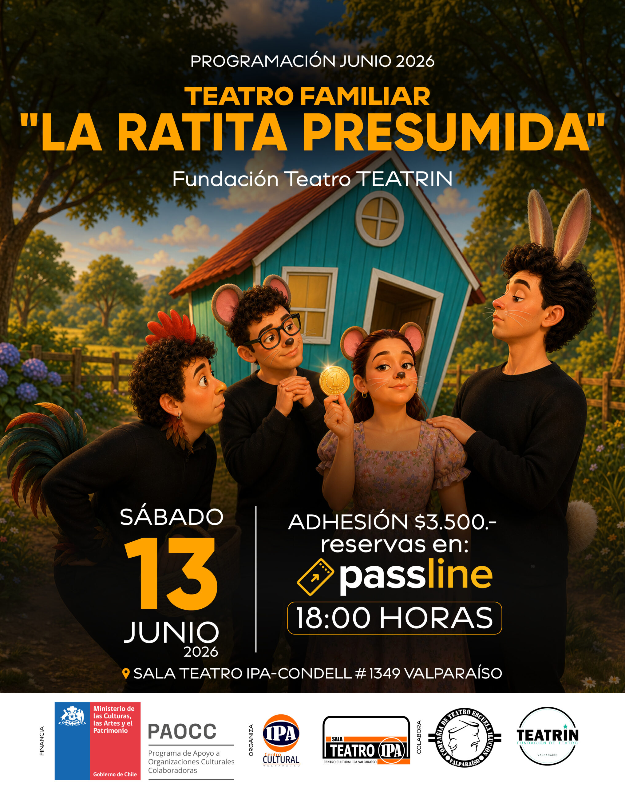Disfruta en familia de la obra La Ratita Presumida en Valparaíso. Un divertido montaje con técnicas circenses este 13 de junio.
