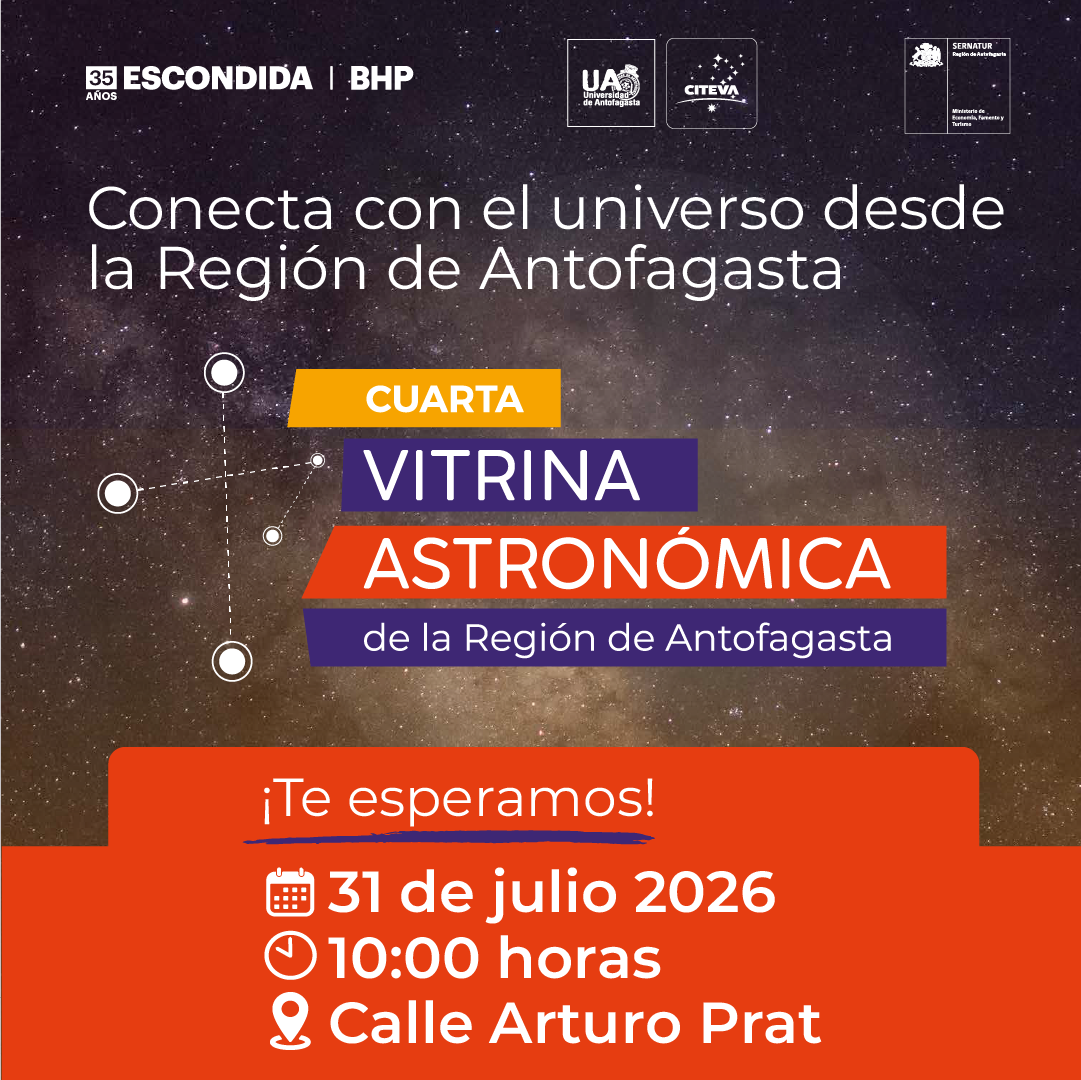 Afiche promocional Vitrina Astronómica Antofagasta.