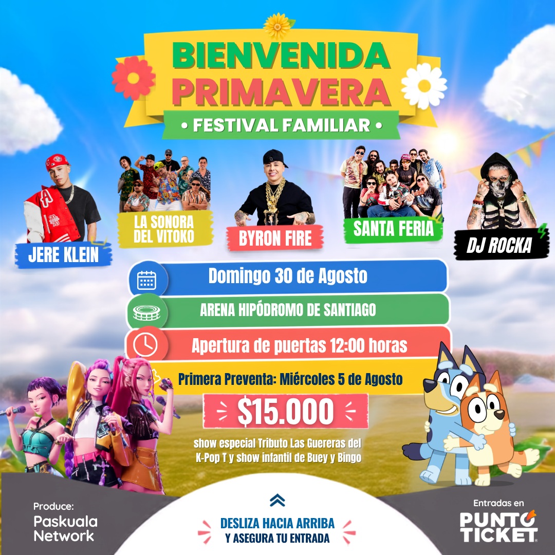 Afiche Bienvenida Primavera Festival Familiar.