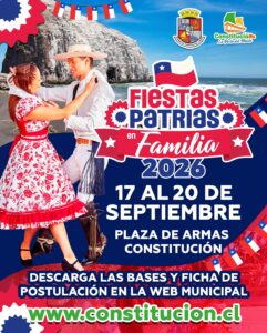 Afiche promocional Fiestas Patrias Constitución.