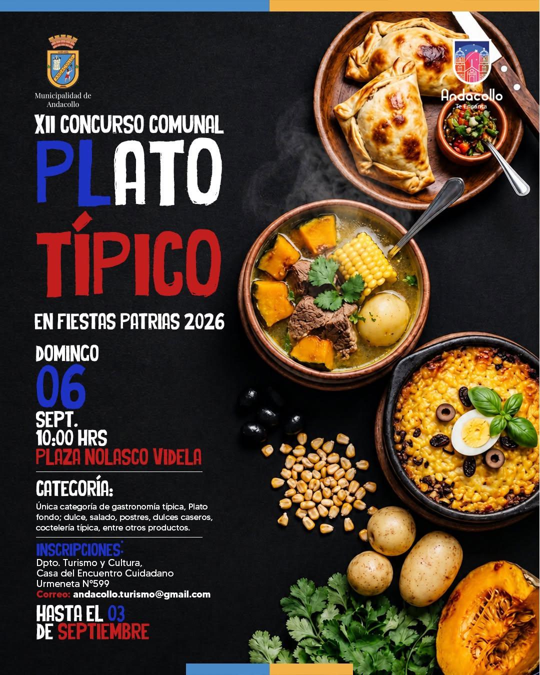 Afiche concurso de platos típicos.