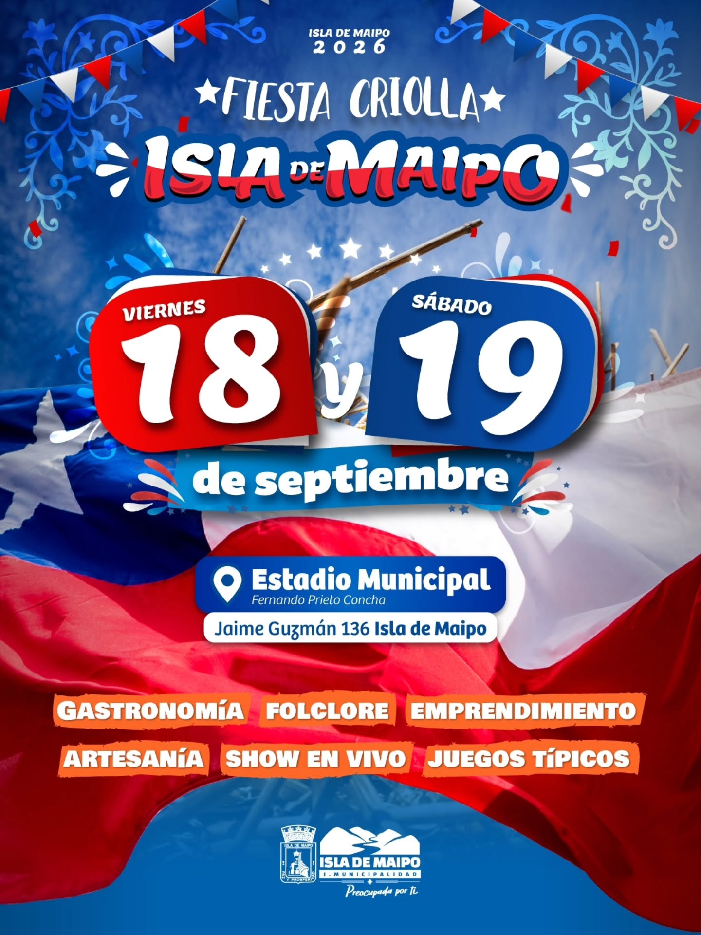 Afiche Fiesta Criolla Isla de Maipo.